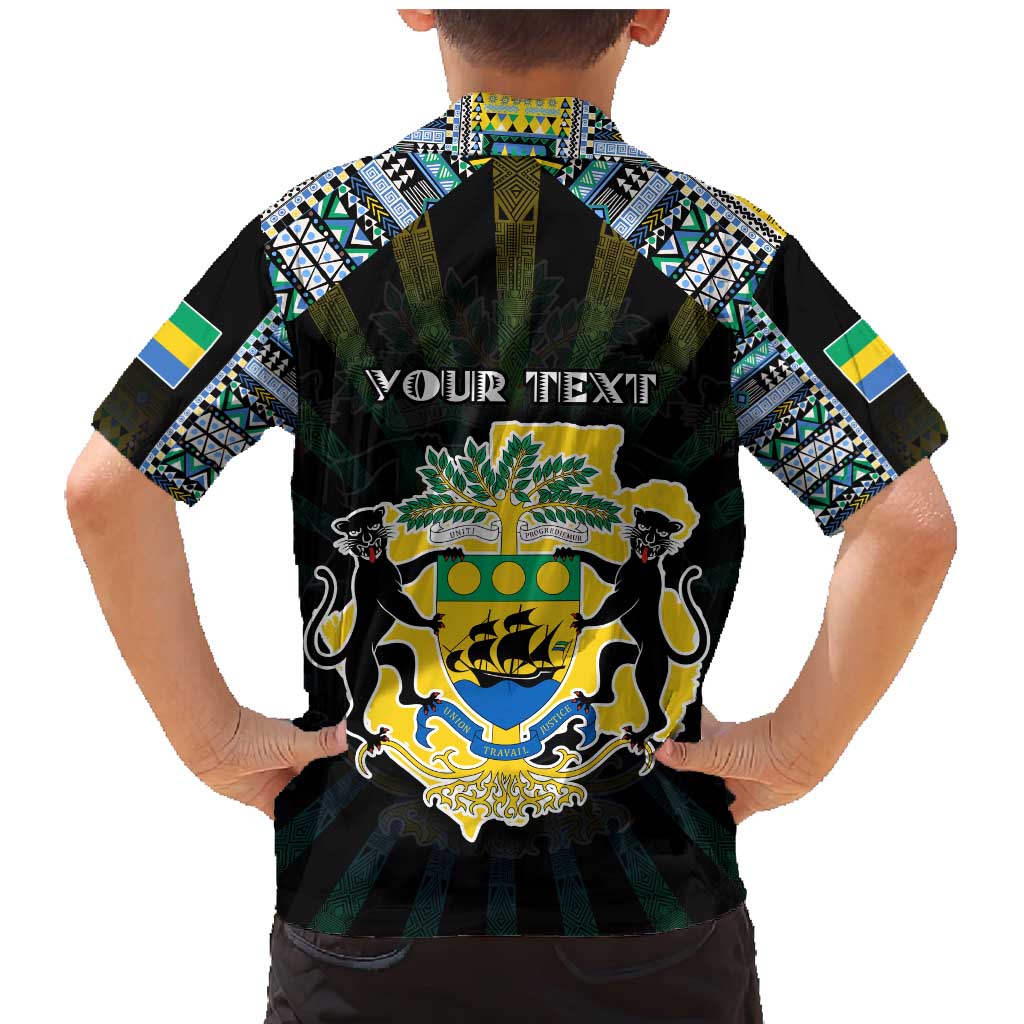 Personalized Gabon Roots Family Matching Mermaid Dress and Hawaiian Shirt African Map in Fingerprint and Tribal Colors