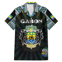 Personalized Gabon Roots Family Matching Mermaid Dress and Hawaiian Shirt African Map in Fingerprint and Tribal Colors