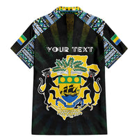 Personalized Gabon Roots Family Matching Mermaid Dress and Hawaiian Shirt African Map in Fingerprint and Tribal Colors