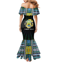 Personalized Gabon Roots Family Matching Mermaid Dress and Hawaiian Shirt African Map in Fingerprint and Tribal Colors