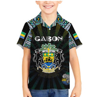 Personalized Gabon Roots Family Matching Mermaid Dress and Hawaiian Shirt African Map in Fingerprint and Tribal Colors