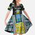 Personalized Gabon Roots Family Matching Off The Shoulder Long Sleeve Dress and Hawaiian Shirt African Map in Fingerprint and Tribal Colors