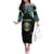 Personalized Gabon Roots Family Matching Off The Shoulder Long Sleeve Dress and Hawaiian Shirt African Map in Fingerprint and Tribal Colors