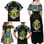 Personalized Gabon Roots Family Matching Off Shoulder Maxi Dress and Hawaiian Shirt African Map in Fingerprint and Tribal Colors