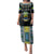 Personalized Gabon Roots Family Matching Puletasi and Hawaiian Shirt African Map in Fingerprint and Tribal Colors