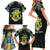 Personalized Gabon Roots Family Matching Short Sleeve Bodycon Dress and Hawaiian Shirt African Map in Fingerprint and Tribal Colors