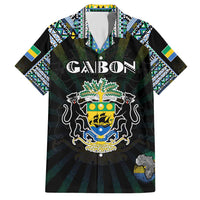 Personalized Gabon Roots Family Matching Short Sleeve Bodycon Dress and Hawaiian Shirt African Map in Fingerprint and Tribal Colors