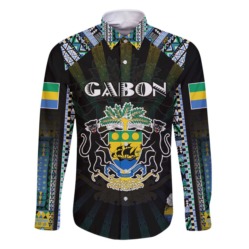 Personalized Gabon Roots Family Matching Short Sleeve Bodycon Dress and Hawaiian Shirt African Map in Fingerprint and Tribal Colors