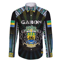 Personalized Gabon Roots Family Matching Short Sleeve Bodycon Dress and Hawaiian Shirt African Map in Fingerprint and Tribal Colors