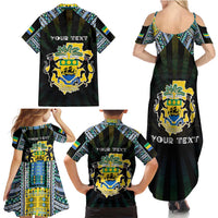 Personalized Gabon Roots Family Matching Summer Maxi Dress and Hawaiian Shirt African Map in Fingerprint and Tribal Colors