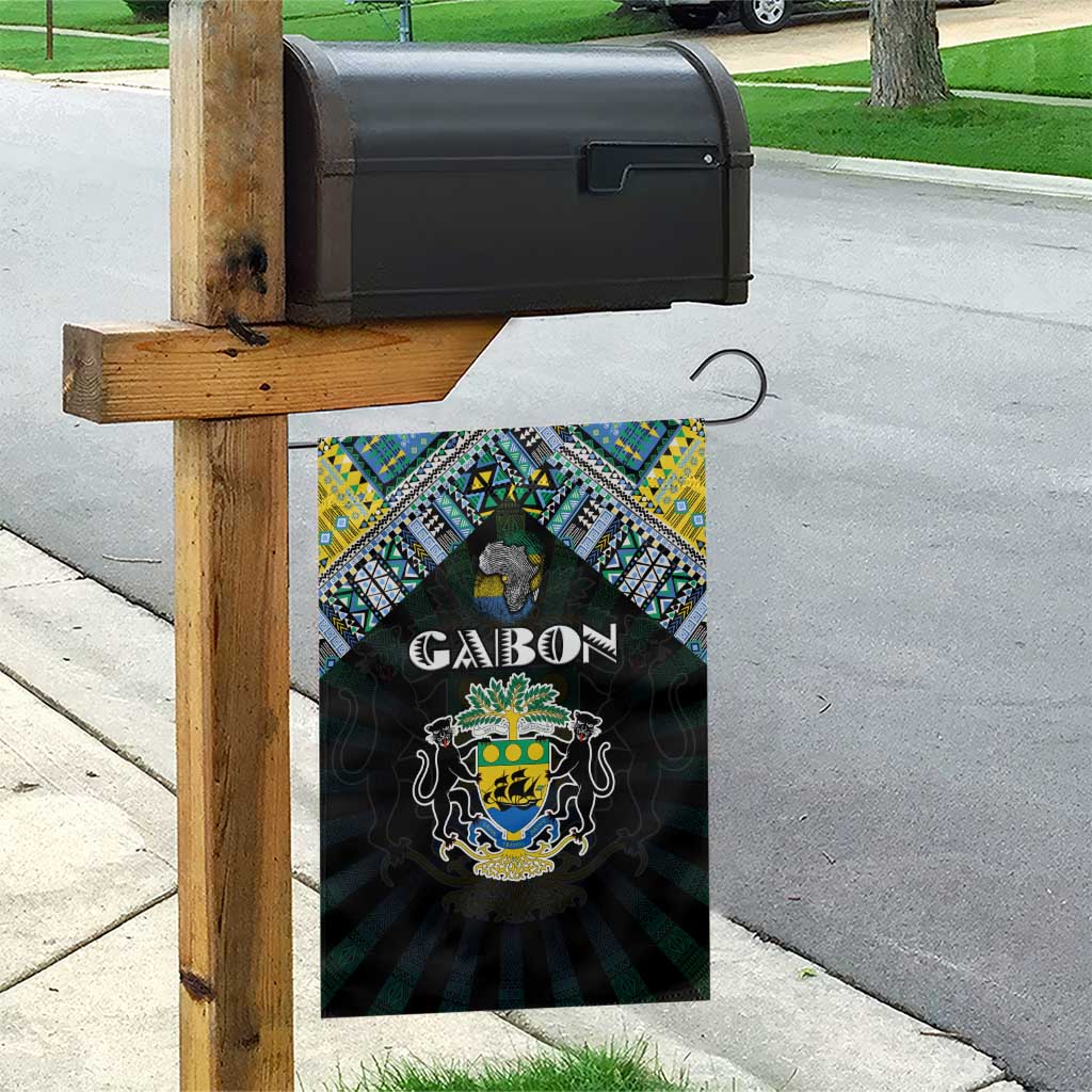 Gabon Roots Garden Flag African Map in Fingerprint and Tribal Colors