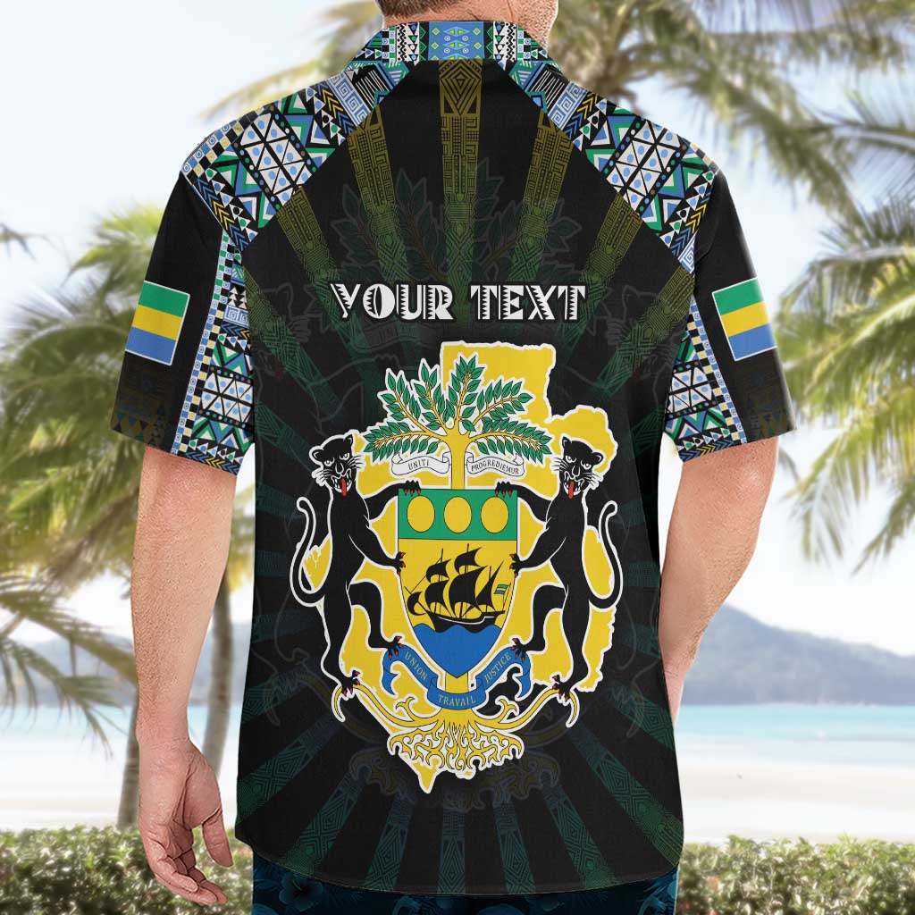 Personalized Gabon Roots Hawaiian Shirt African Map in Fingerprint and Tribal Colors