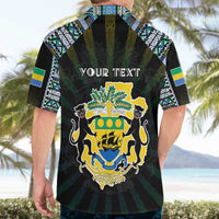 Personalized Gabon Roots Hawaiian Shirt African Map in Fingerprint and Tribal Colors