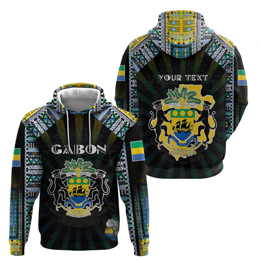 Personalized Gabon Roots Hoodie African Map in Fingerprint and Tribal Colors
