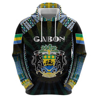 Personalized Gabon Roots Hoodie African Map in Fingerprint and Tribal Colors