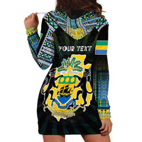 Personalized Gabon Roots Hoodie Dress African Map in Fingerprint and Tribal Colors