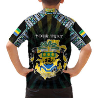 Personalized Gabon Roots Kid Hawaiian Shirt African Map in Fingerprint and Tribal Colors