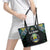 Gabon Roots Leather Tote Bag African Map in Fingerprint and Tribal Colors
