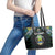 Gabon Roots Leather Tote Bag African Map in Fingerprint and Tribal Colors