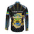 Personalized Gabon Roots Long Sleeve Button Shirt African Map in Fingerprint and Tribal Colors