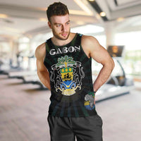 Personalized Gabon Roots Men Tank Top African Map in Fingerprint and Tribal Colors