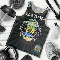 Personalized Gabon Roots Men Tank Top African Map in Fingerprint and Tribal Colors