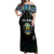 Personalized Gabon Roots Off Shoulder Maxi Dress African Map in Fingerprint and Tribal Colors