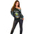 Personalized Gabon Roots Off Shoulder Sweater African Map in Fingerprint and Tribal Colors