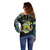 Personalized Gabon Roots Off Shoulder Sweater African Map in Fingerprint and Tribal Colors