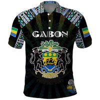 Personalized Gabon Roots Polo Shirt African Map in Fingerprint and Tribal Colors