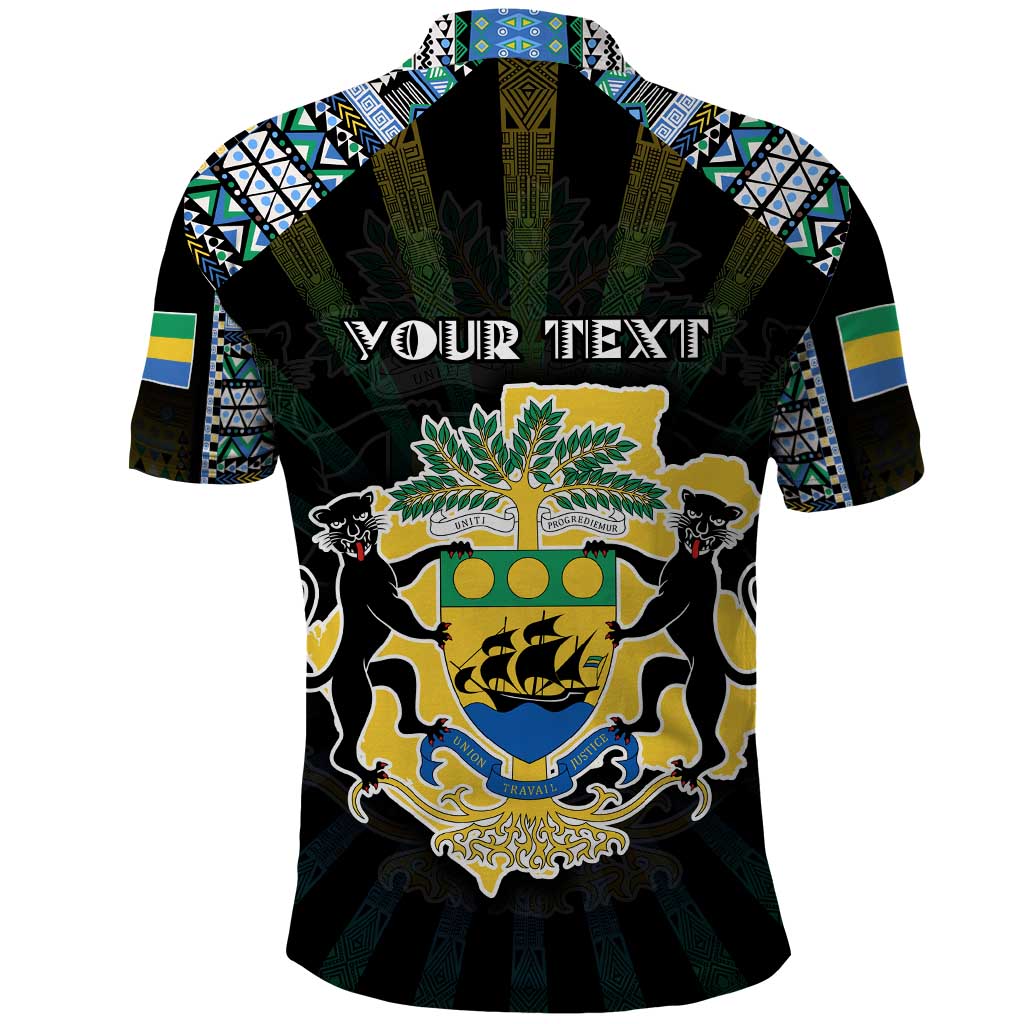 Personalized Gabon Roots Polo Shirt African Map in Fingerprint and Tribal Colors