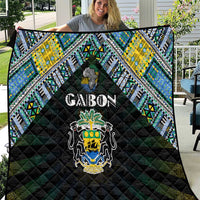 Gabon Roots Quilt African Map in Fingerprint and Tribal Colors