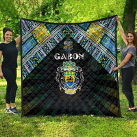 Gabon Roots Quilt African Map in Fingerprint and Tribal Colors
