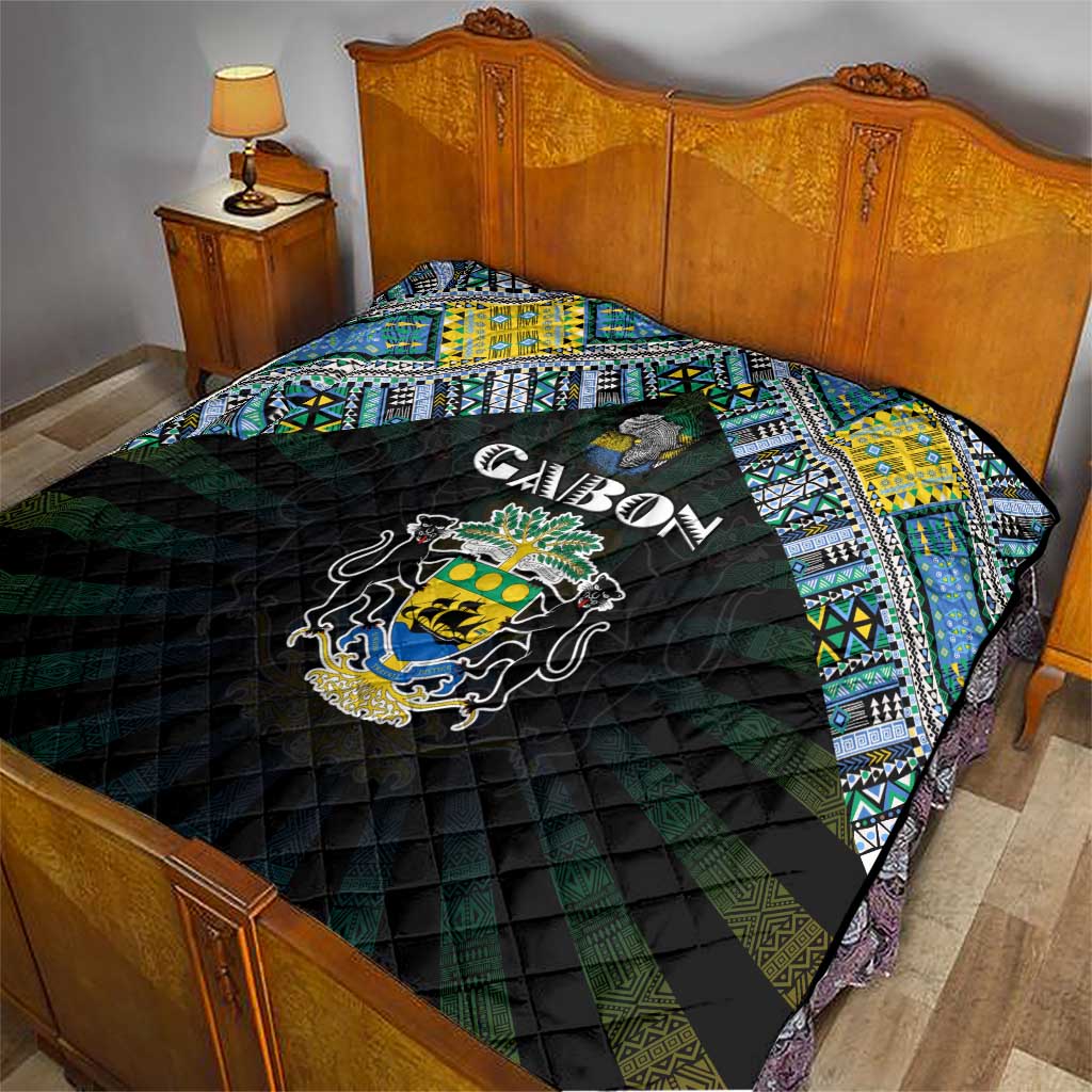 Gabon Roots Quilt African Map in Fingerprint and Tribal Colors