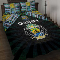 Gabon Roots Quilt Bed Set African Map in Fingerprint and Tribal Colors