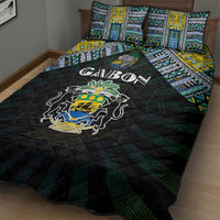 Gabon Roots Quilt Bed Set African Map in Fingerprint and Tribal Colors
