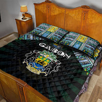 Gabon Roots Quilt Bed Set African Map in Fingerprint and Tribal Colors