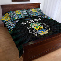 Gabon Roots Quilt Bed Set African Map in Fingerprint and Tribal Colors
