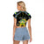 Personalized Gabon Roots Raglan Cropped T Shirt African Map in Fingerprint and Tribal Colors