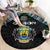 Gabon Roots Round Carpet African Map in Fingerprint and Tribal Colors