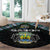 Gabon Roots Round Carpet African Map in Fingerprint and Tribal Colors