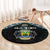 Gabon Roots Round Carpet African Map in Fingerprint and Tribal Colors