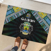 Gabon Roots Rubber Doormat African Map in Fingerprint and Tribal Colors
