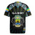 Personalized Gabon Roots Rugby Jersey African Map in Fingerprint and Tribal Colors