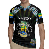 Personalized Gabon Roots Rugby Jersey African Map in Fingerprint and Tribal Colors