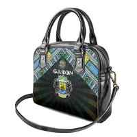 Gabon Roots Shoulder Handbag African Map in Fingerprint and Tribal Colors