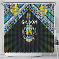 Gabon Roots Shower Curtain African Map in Fingerprint and Tribal Colors