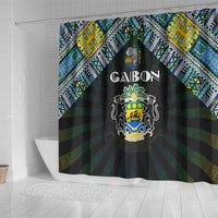 Gabon Roots Shower Curtain African Map in Fingerprint and Tribal Colors
