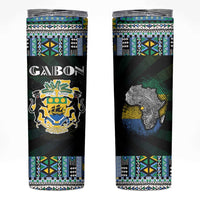 Gabon Roots Skinny Tumbler African Map in Fingerprint and Tribal Colors