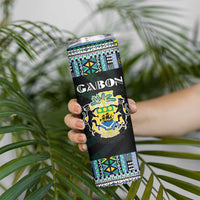 Gabon Roots Skinny Tumbler African Map in Fingerprint and Tribal Colors